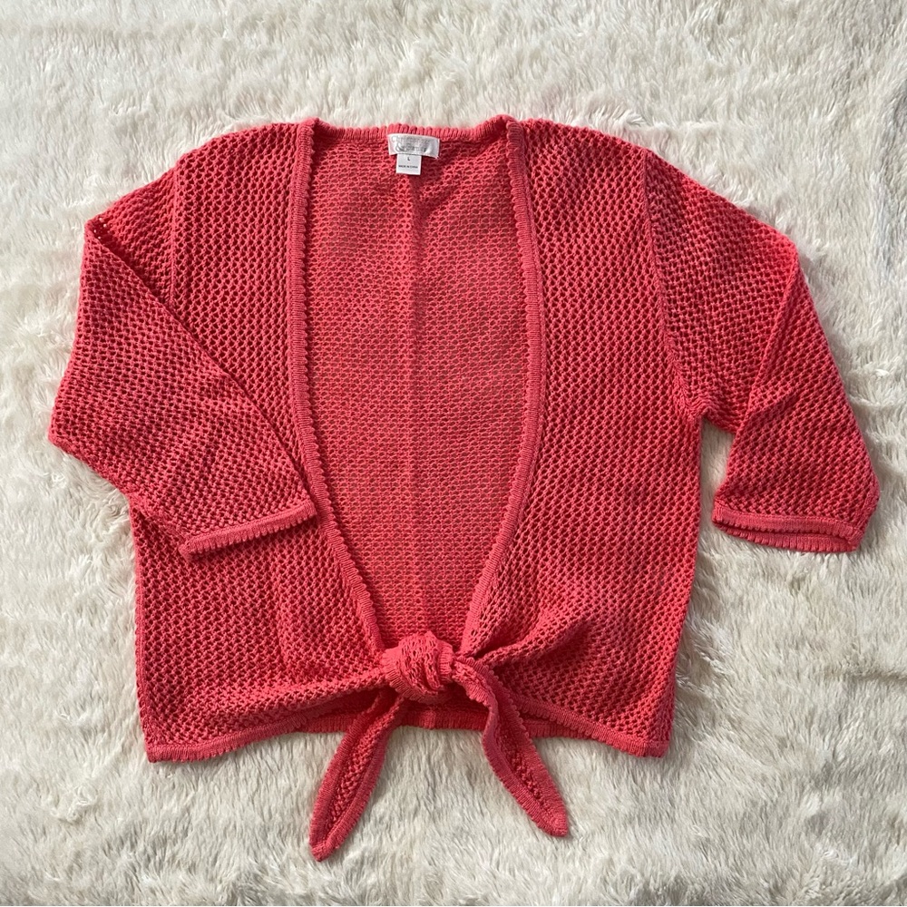 Coral Christopher & Banks Tie Waist Bolero